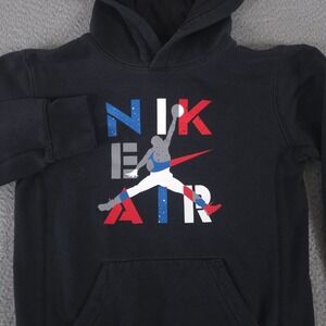 Jordan Hoodie Kids L Black Nike Air Jumpman Graphic Fleece Pullover Sweatshirt